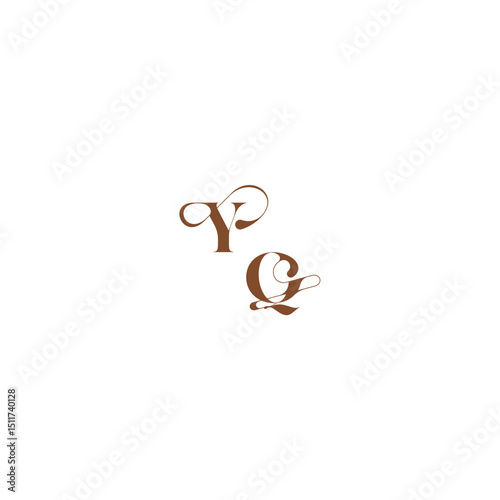 YQ letter wedding logo concept elegant curve monogram bold and hairline initial