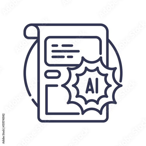 AI document icon symbolizing innovation in digital content creation.