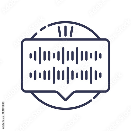 Speech bubble with sound waves symbolizes digital communication and voice interaction.