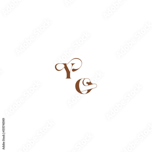 YO letter wedding logo concept elegant curve monogram bold and hairline initial