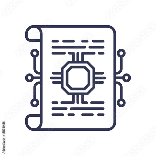 Scroll with circuit design symbolizes Delegated Autonomy in technology.