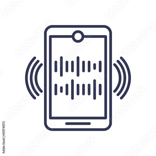 Smartphone with sound waves symbolizes digital voice interpretation.