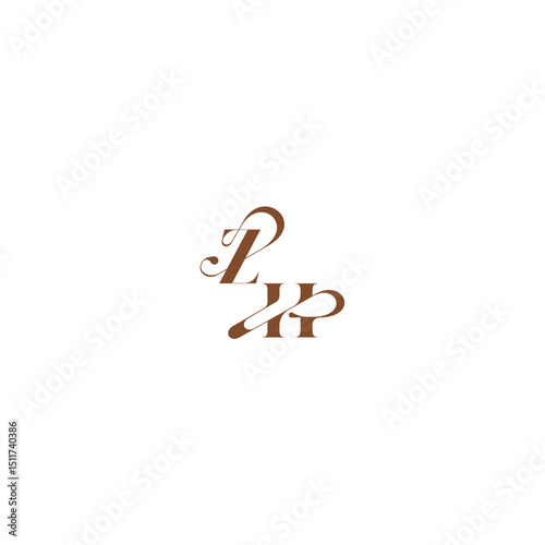 ZH letter wedding logo concept elegant curve monogram bold and hairline initial