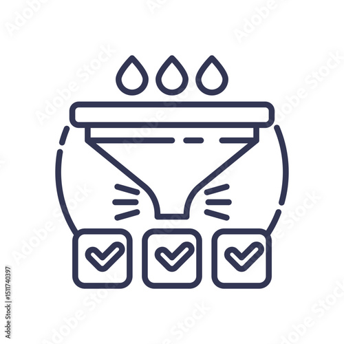 Illustration of a funnel filtering leads into qualified prospects.
