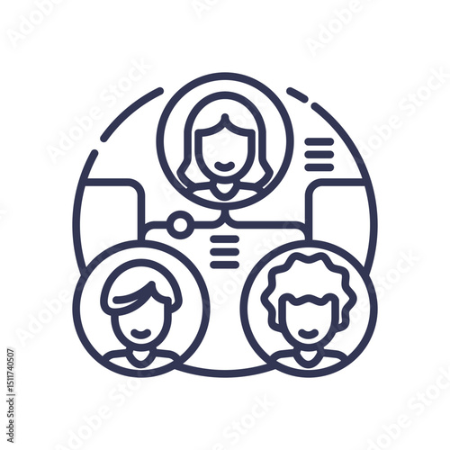 Illustration of connected team members symbolizing collaboration and communication.