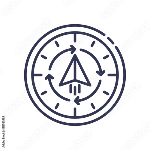 Clock with paper plane symbolizes scheduled posts and timely delivery.