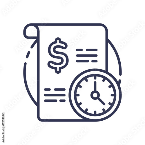 Invoice and clock symbolize efficient billing and timely payments.
