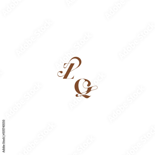ZQ letter wedding logo concept elegant curve monogram bold and hairline initial