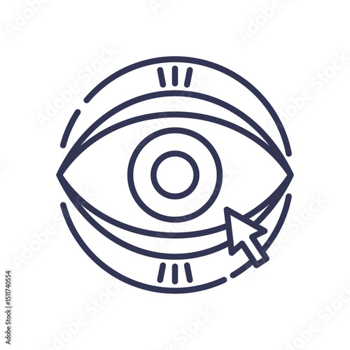 Eye with cursor symbolizes focus and attention shift in digital environments.