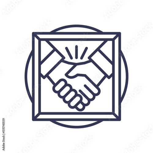 Outlined handshake symbolizing trust and agreement.