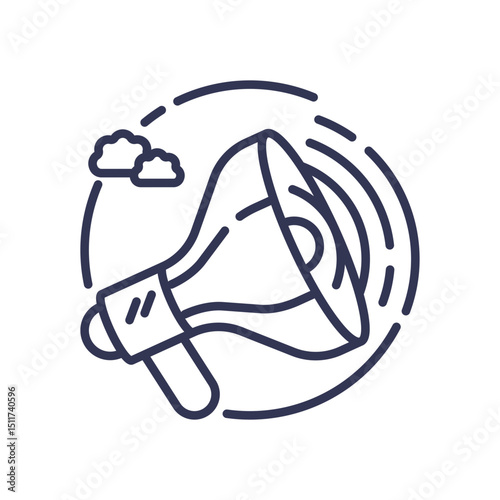 Megaphone symbolizing broad audience reach and communication.