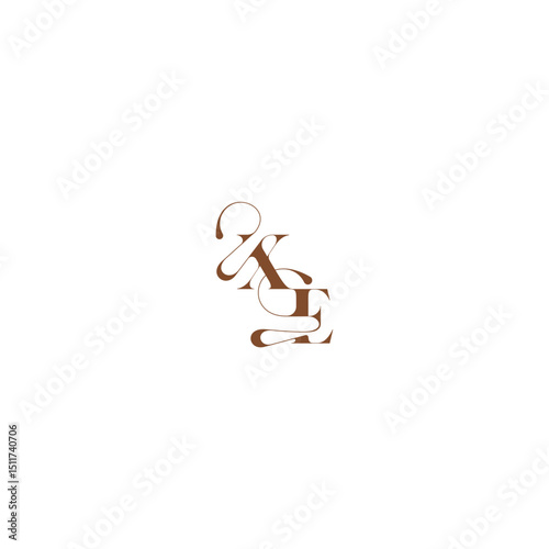 XE letter wedding logo concept elegant curve monogram bold and hairline initial