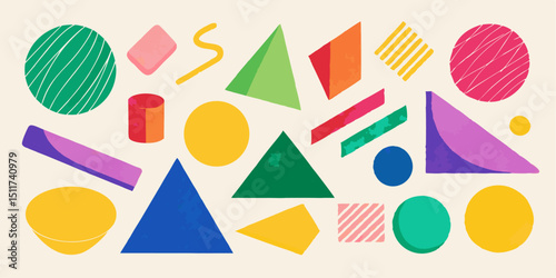 colorful-haBoho Crayon Texture Geometric Elements – Artistic Vector Bundle