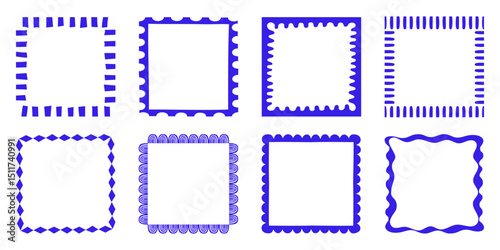 Vector set of hand drawn cut out style  frames and borders - abstract design elements for decoration or logo design templates, prints, placards, posts in modern minimalist style with copy space for te