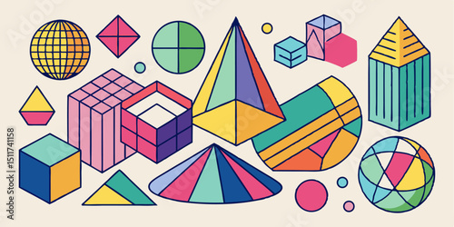 Artistic Crayon Doodle Shapes – Geometric Vector Illustration