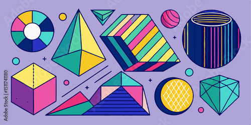Kids Style Crayon Geometric Vectors – Hand Drawn Abstract Shapes