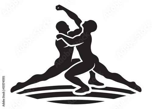 Dynamic Wrestling Silhouette Vector Illustration Artwork for Sport Designs