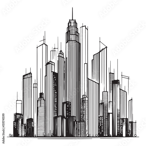 Cityscape Skyline Vector Illustration Abstract Architectural Building Design