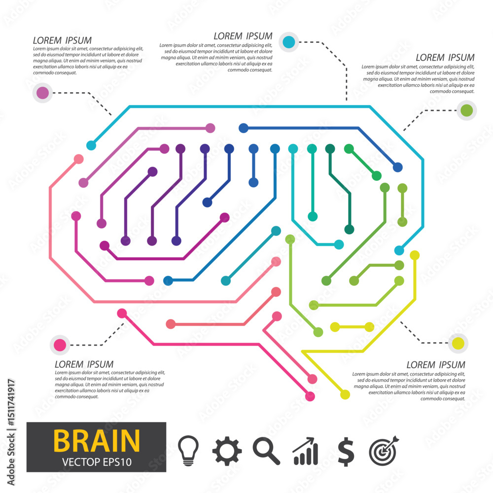 Obraz premium Circuit board human brain. vector illustration.