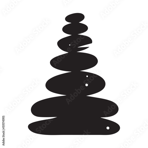 Balancing Rock Stack Silhouette Vector Representing Harmony and Zen