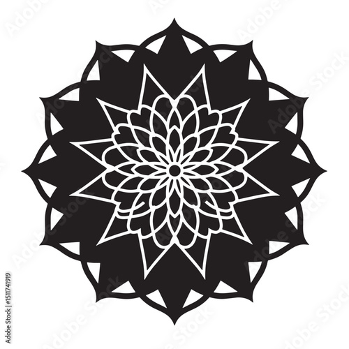 Exquisite black and white floral mandala design for spiritual and decorative applications