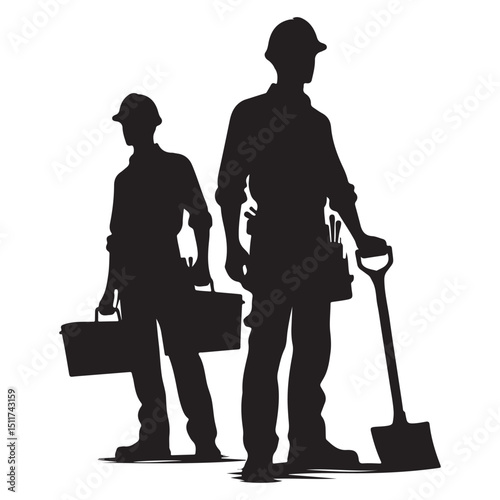 Construction Workers Silhouette for Repair and Building Business Designs