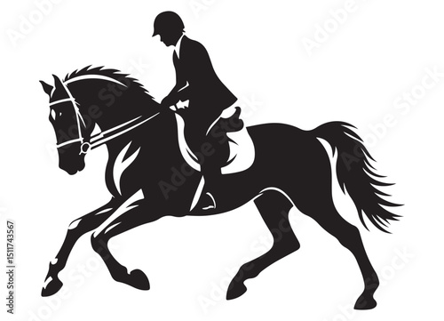 Silhouette Equestrian Horse and Rider Illustration Sport and Grace