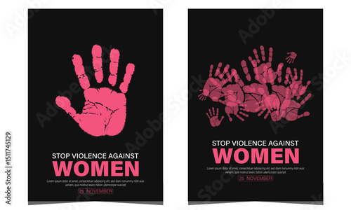 Stop violence against women, speak out for women's rights, set o9f two vertical templates for 25th November.