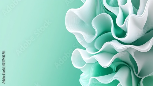 Abstract mint and white drapes