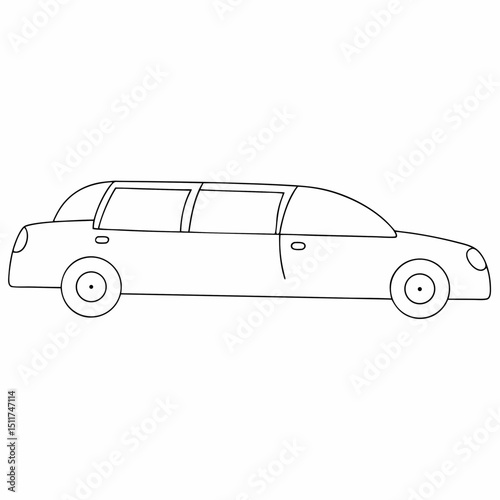 Limousine coloring page simple and minimal line art illustration on white background