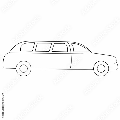 Limousine coloring page simple and minimal line art illustration on white background