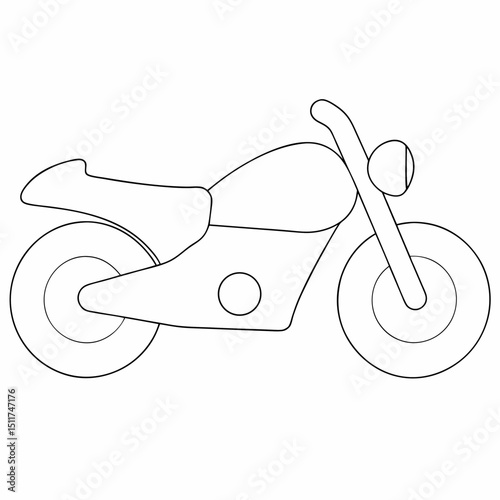 Motorcycle coloring page simple and minimal line art illustration on white background