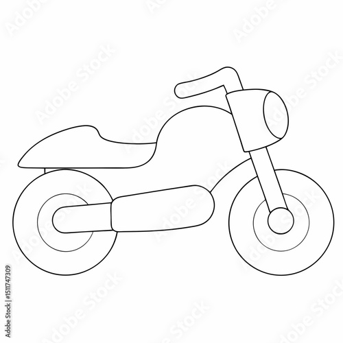 Motorcycle coloring page simple and minimal line art illustration on white background