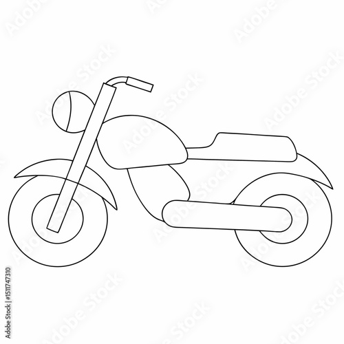 Motorcycle coloring page simple and minimal line art illustration on white background