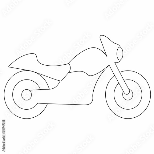 Motorcycle coloring page simple and minimal line art illustration on white background