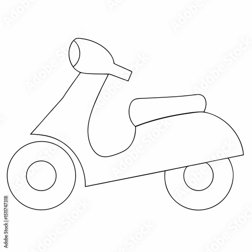 Motorcycle coloring page simple and minimal line art illustration on white background
