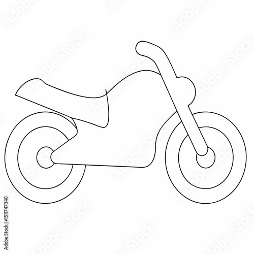 Motorcycle coloring page simple and minimal line art illustration on white background