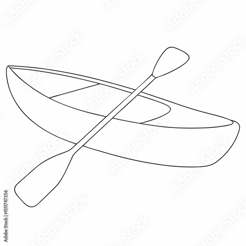 Rowboat coloring page simple and minimal line art illustration on white background