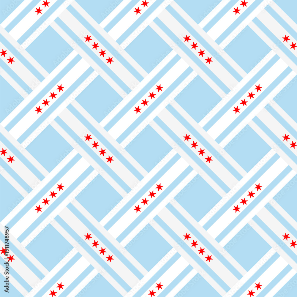 Fototapeta premium chicago flag pattern intertwined. geometric background for decoration. vector illustration