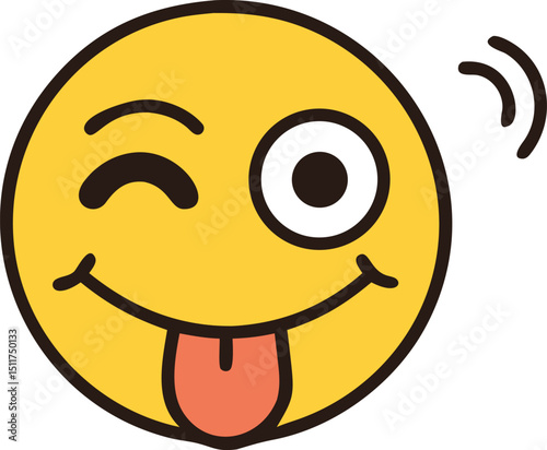 Playful one eyed winking emoji with tongue sticking out