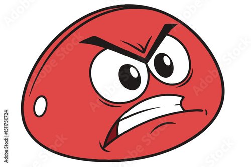 Angry red emoji face vector illustration