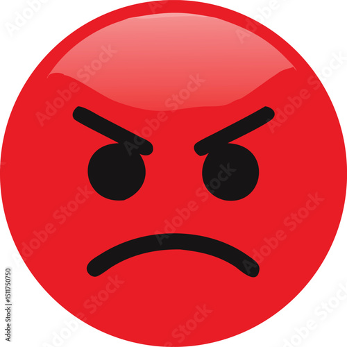 Angry red emoji face vector illustration