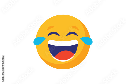 Hilarious laughing emoji face vector illustration
