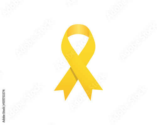 Yellow september ribbon icon. Yellow ribbon awareness symbolizing suicide prevention, mental health support, and solidarity.