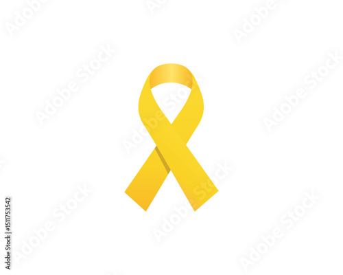 Yellow september ribbon icon. Yellow ribbon awareness symbolizing suicide prevention, mental health support, and solidarity.