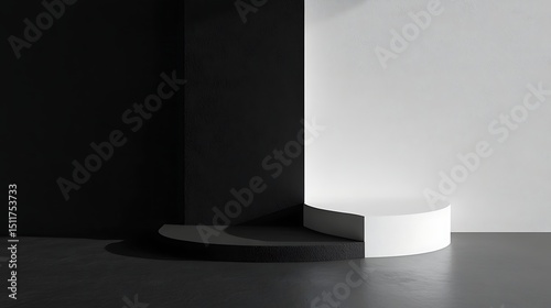 Minimalist black and white podium display