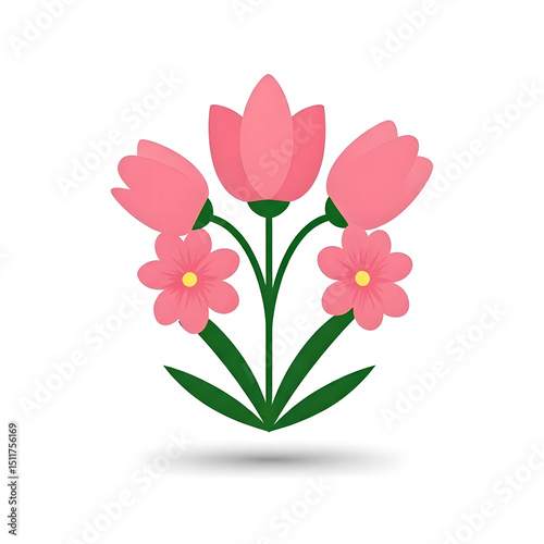 Icon of flowers generate image white background.
