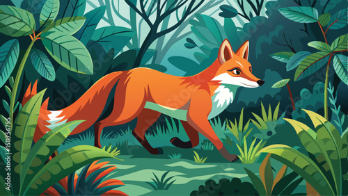 fox in the forest  vector 