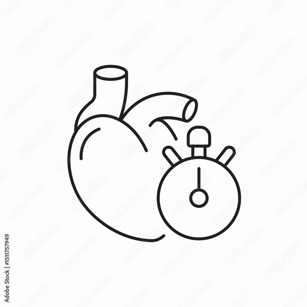 Obraz premium heart stopwatch timer clock icon vector sign