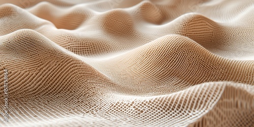 Abstract undulating landscape of interconnected woven beige texture background